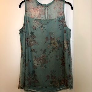 APT. 9 Green Floral Pattern Sleeveless Top